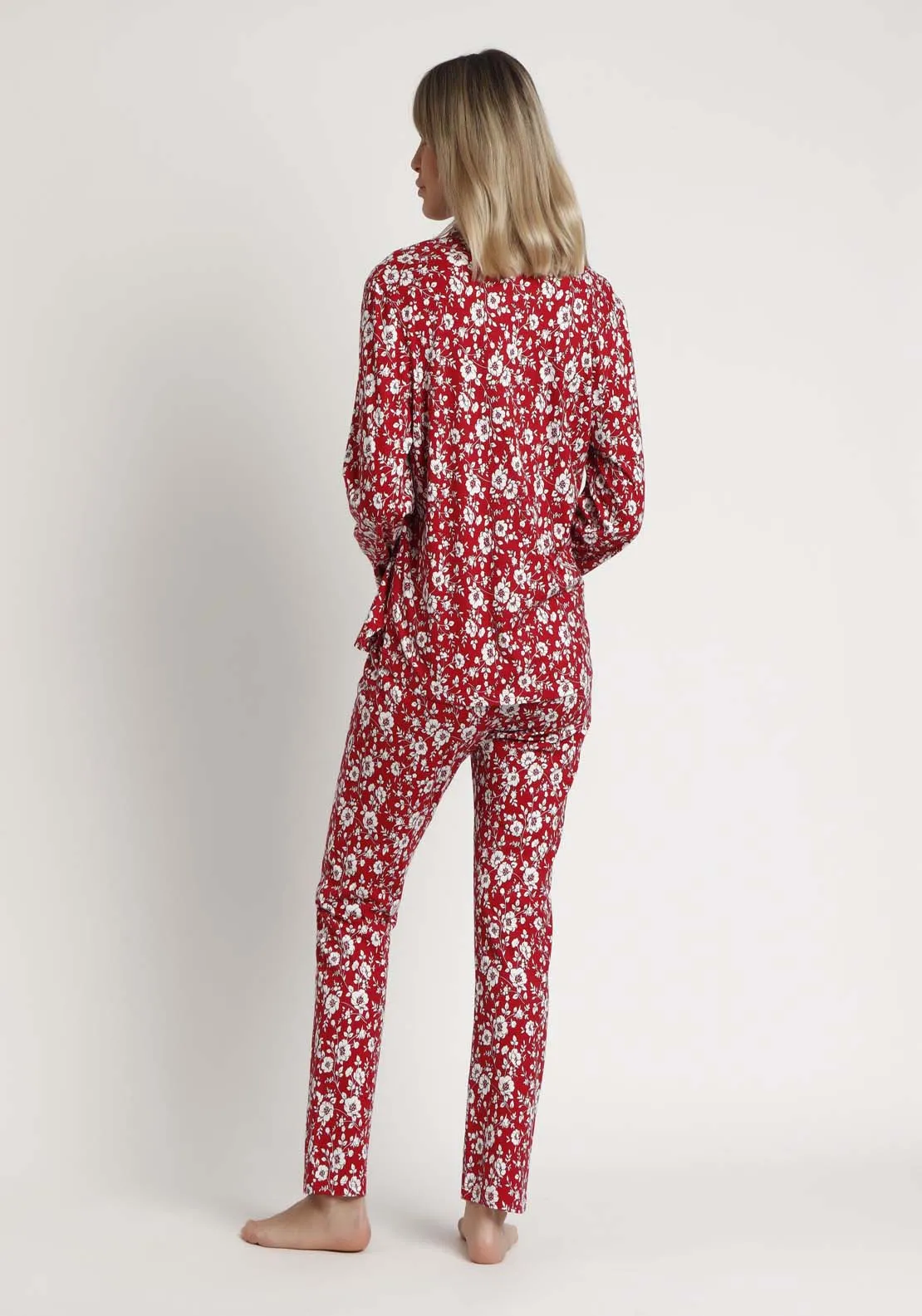 Masculine Pj Flower Print - Red