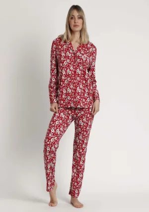 Masculine Pj Flower Print - Red