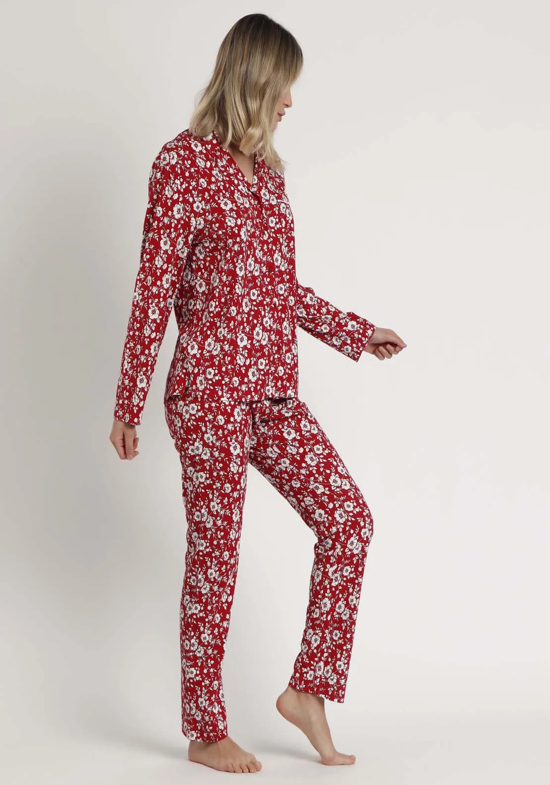 Masculine Pj Flower Print - Red