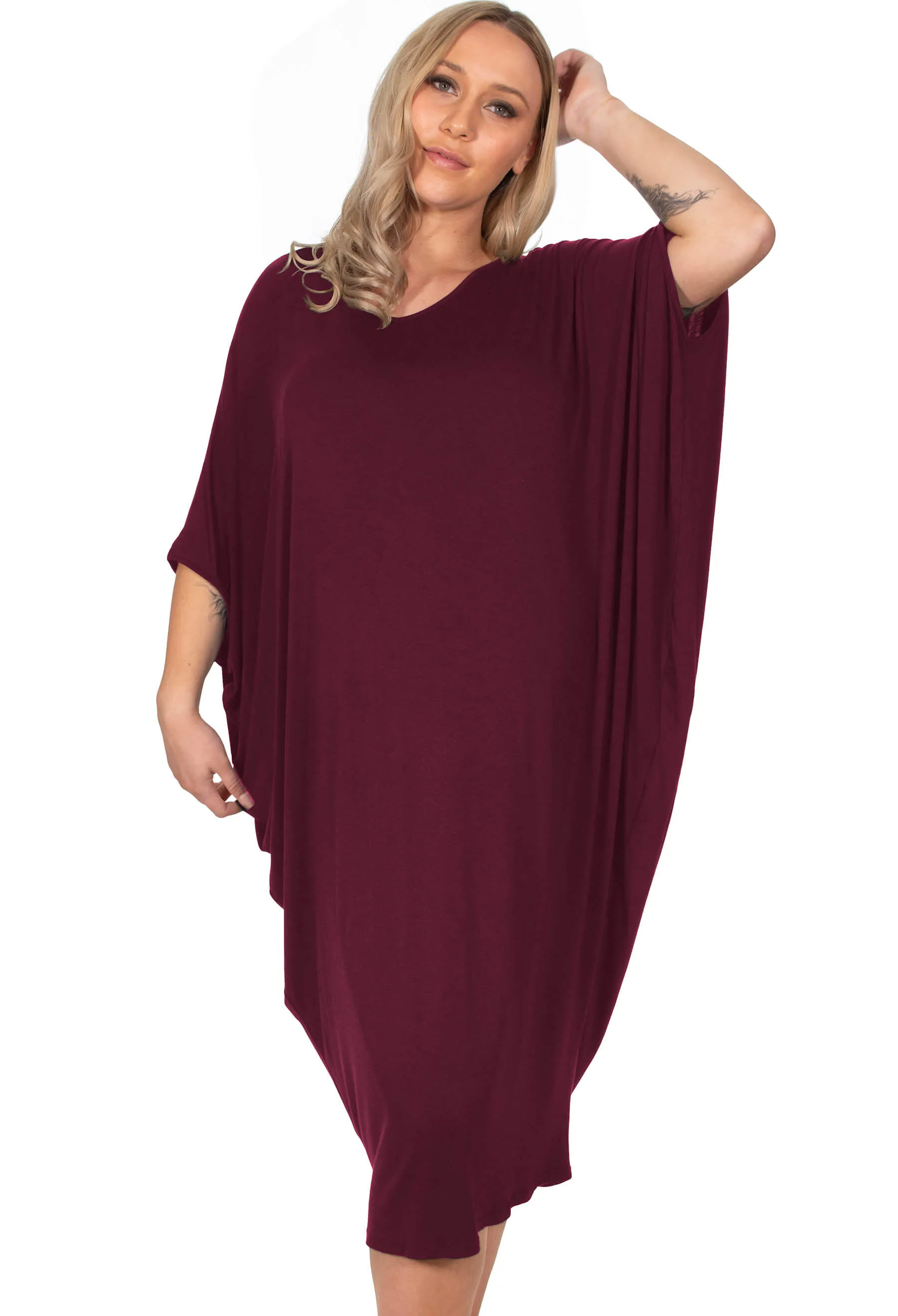 Maternity Bamboo V Neck Draped Dress