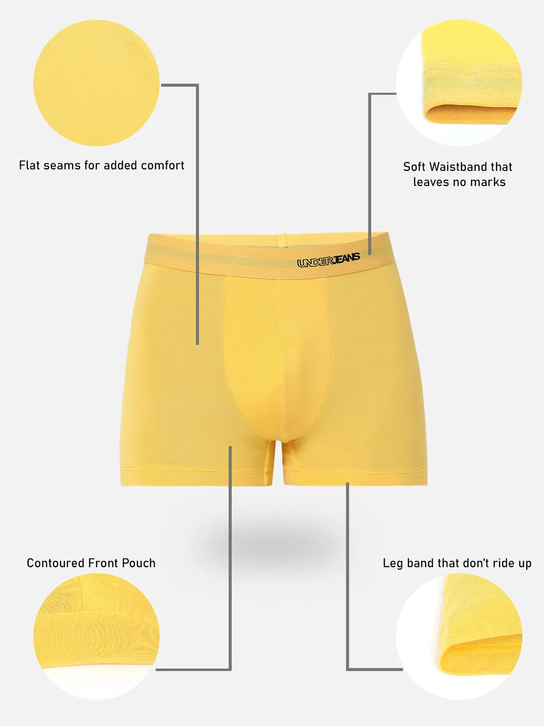 Men Premium Micromodal Yellow Trunk - Underjeans By Spykar