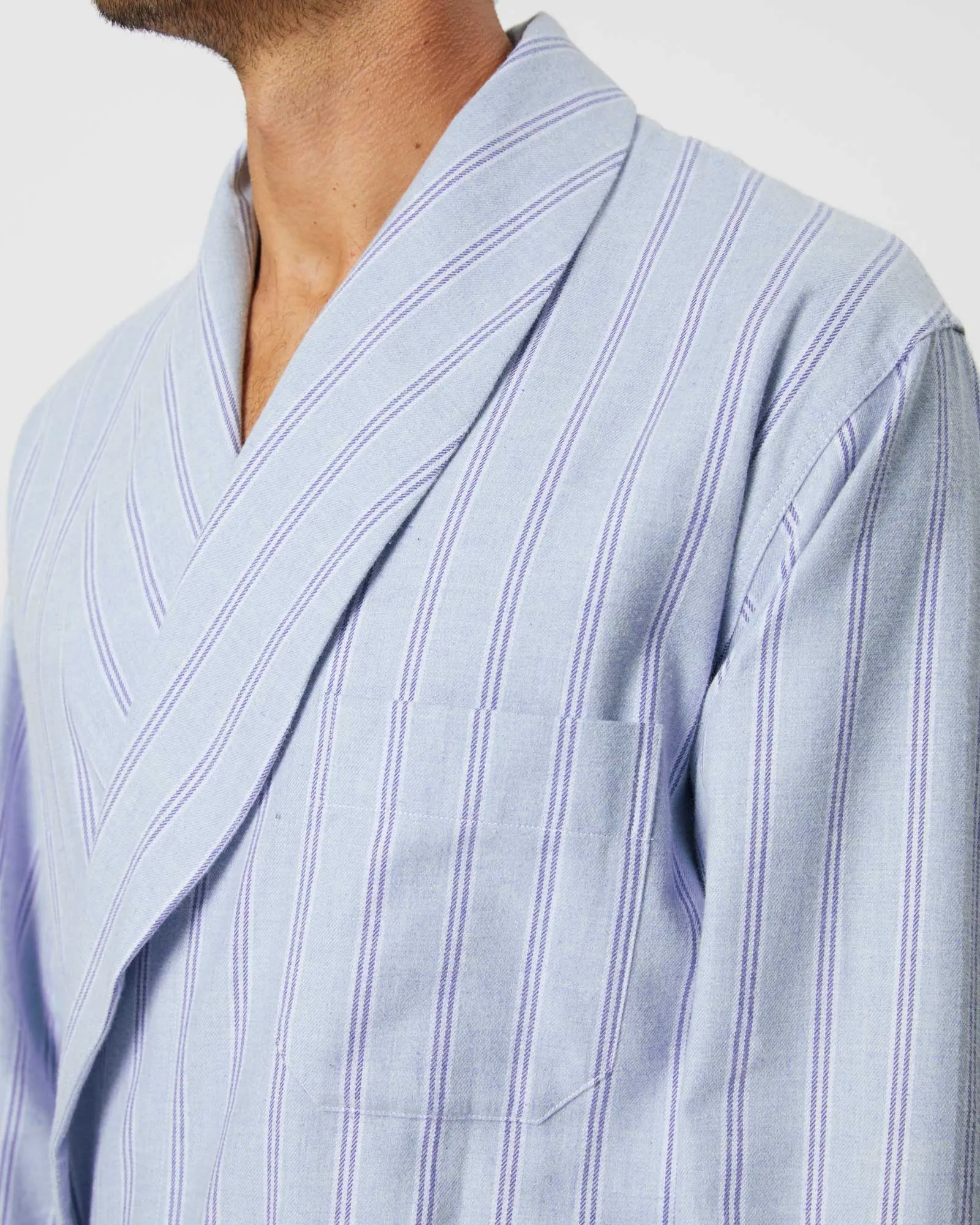 Men's Brushed Cotton Robe - Aviemore Stripe