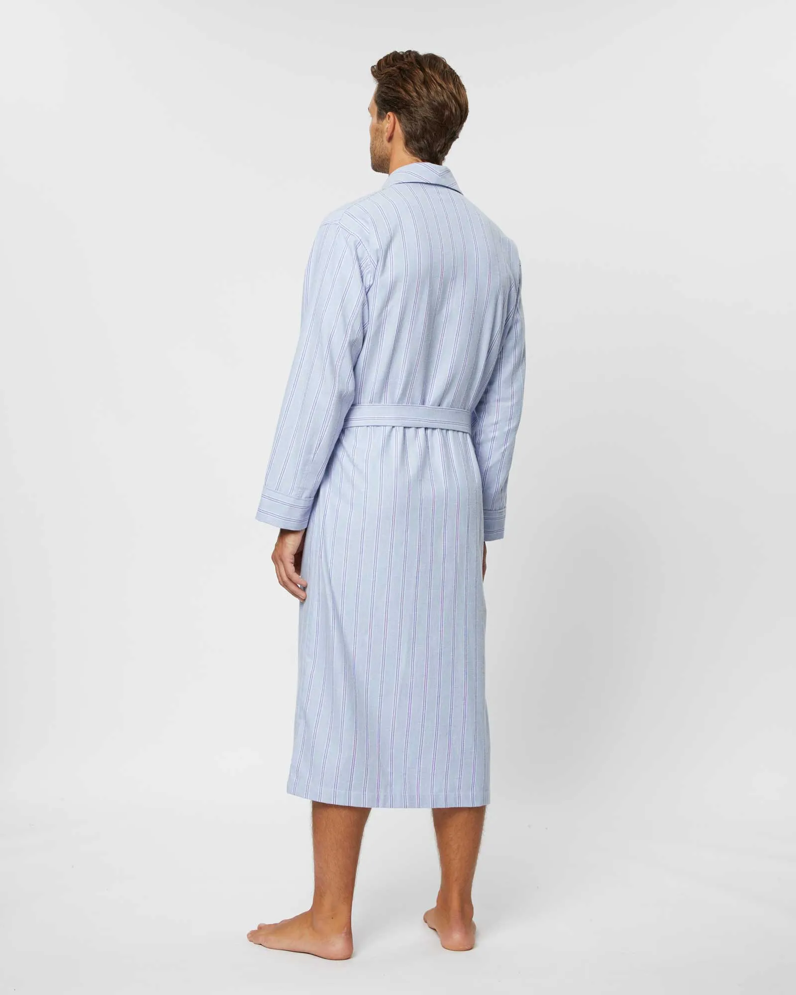 Men's Brushed Cotton Robe - Aviemore Stripe