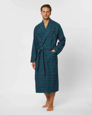 Men's Brushed Cotton Robe - Litton Blackwatch Tartan