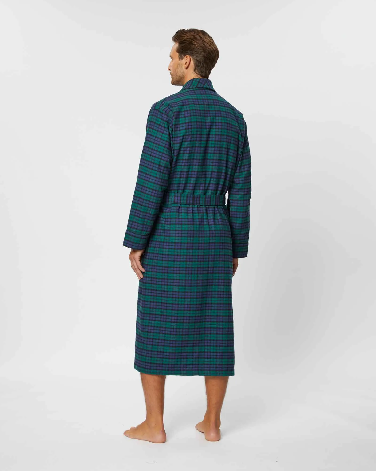 Men's Brushed Cotton Robe - Litton Blackwatch Tartan