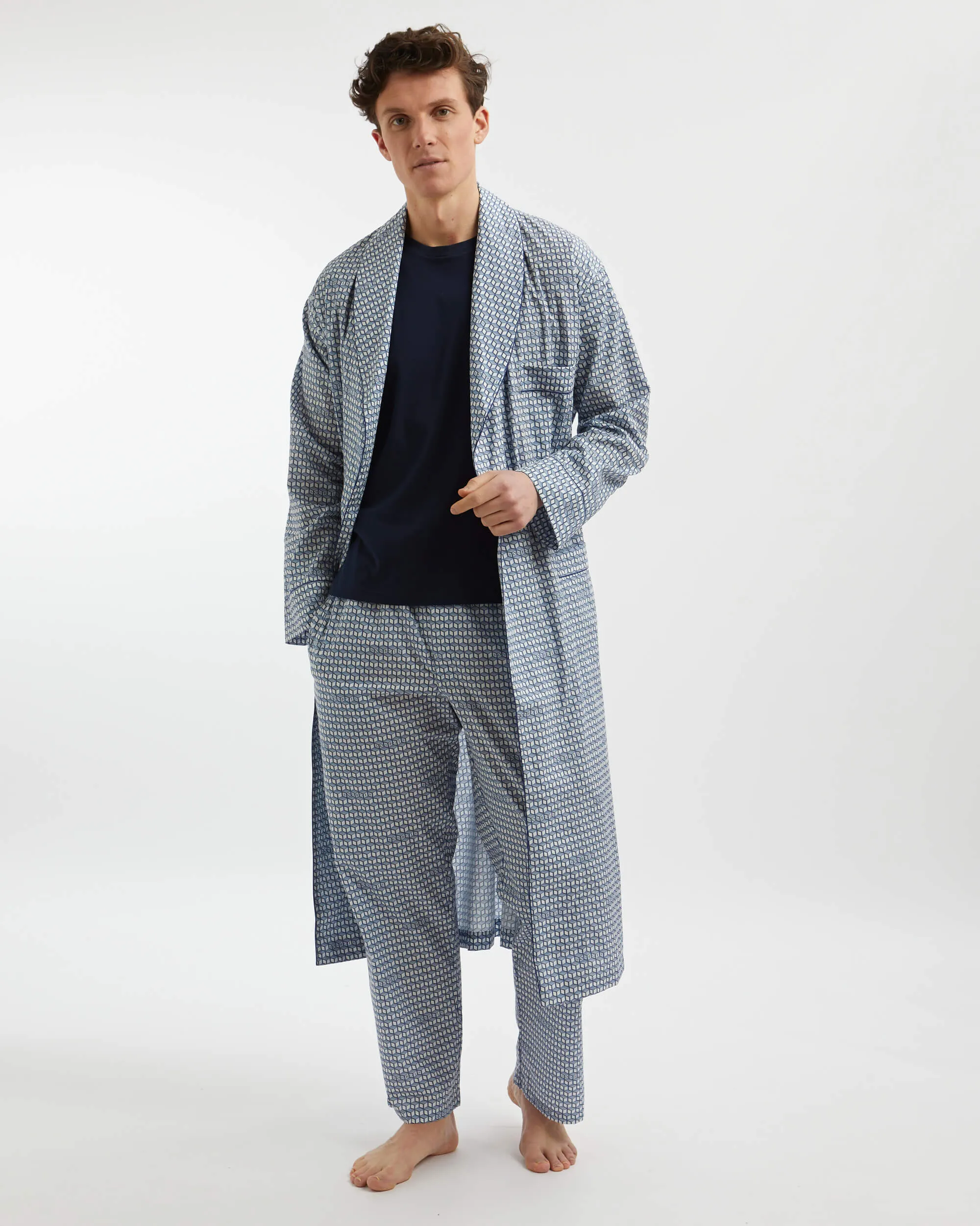 Men's Classic Cotton Dressing Gown - Belgrave Monogram