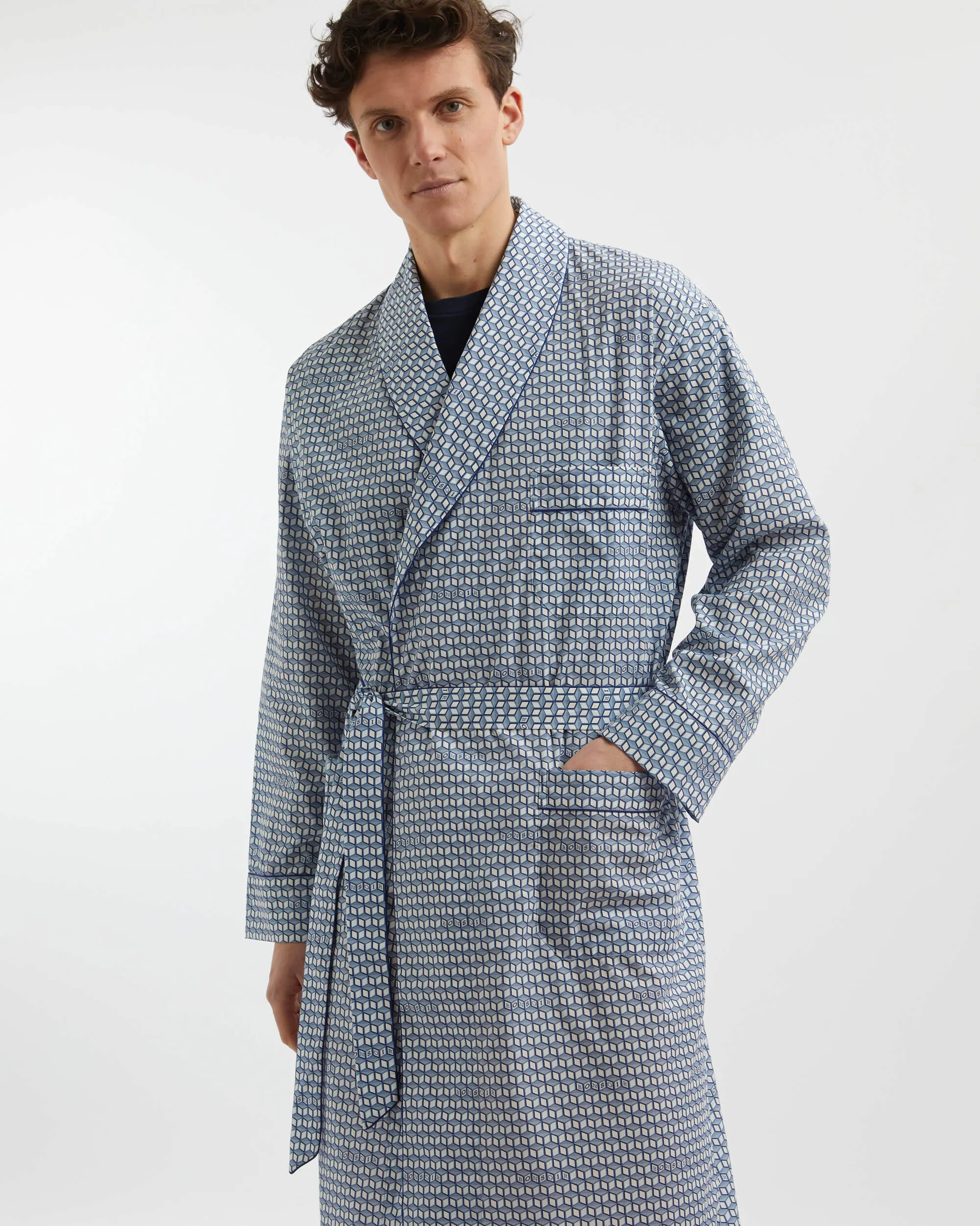 Men's Classic Cotton Dressing Gown - Belgrave Monogram