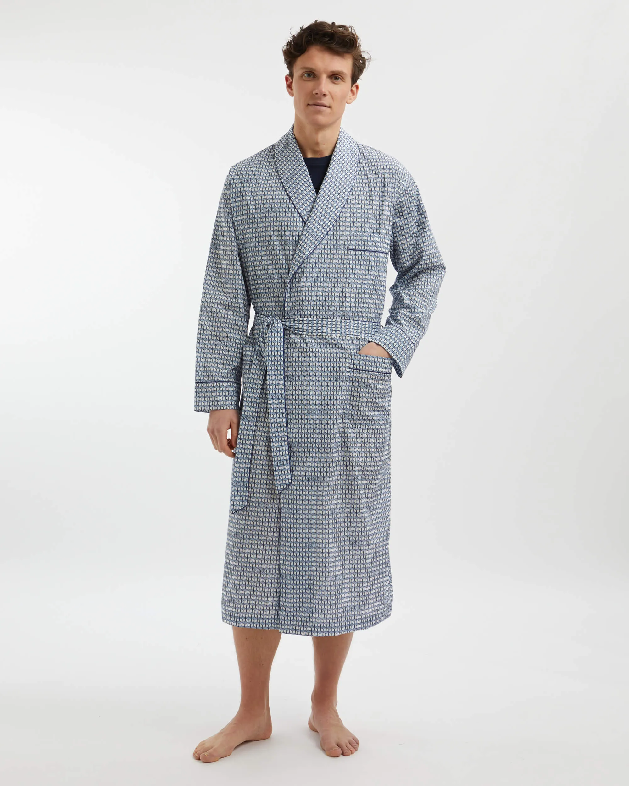 Men's Classic Cotton Dressing Gown - Belgrave Monogram