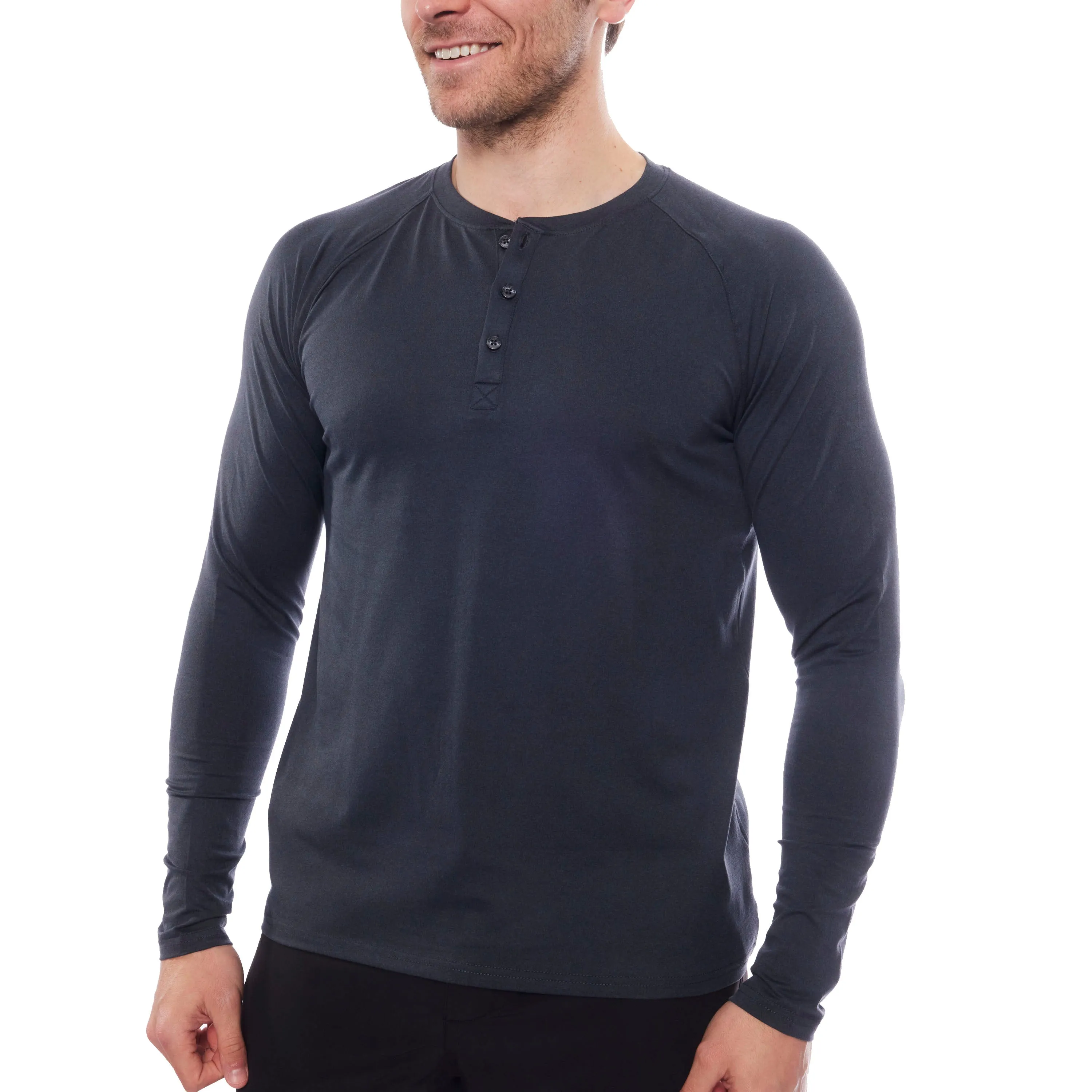 Men's Lounge Henley Long Sleeve Shirt - CLOSEOUT