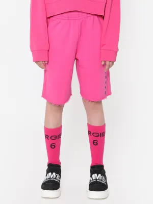 MM6 Maison Margiela Kids Logo Shorts In Pink