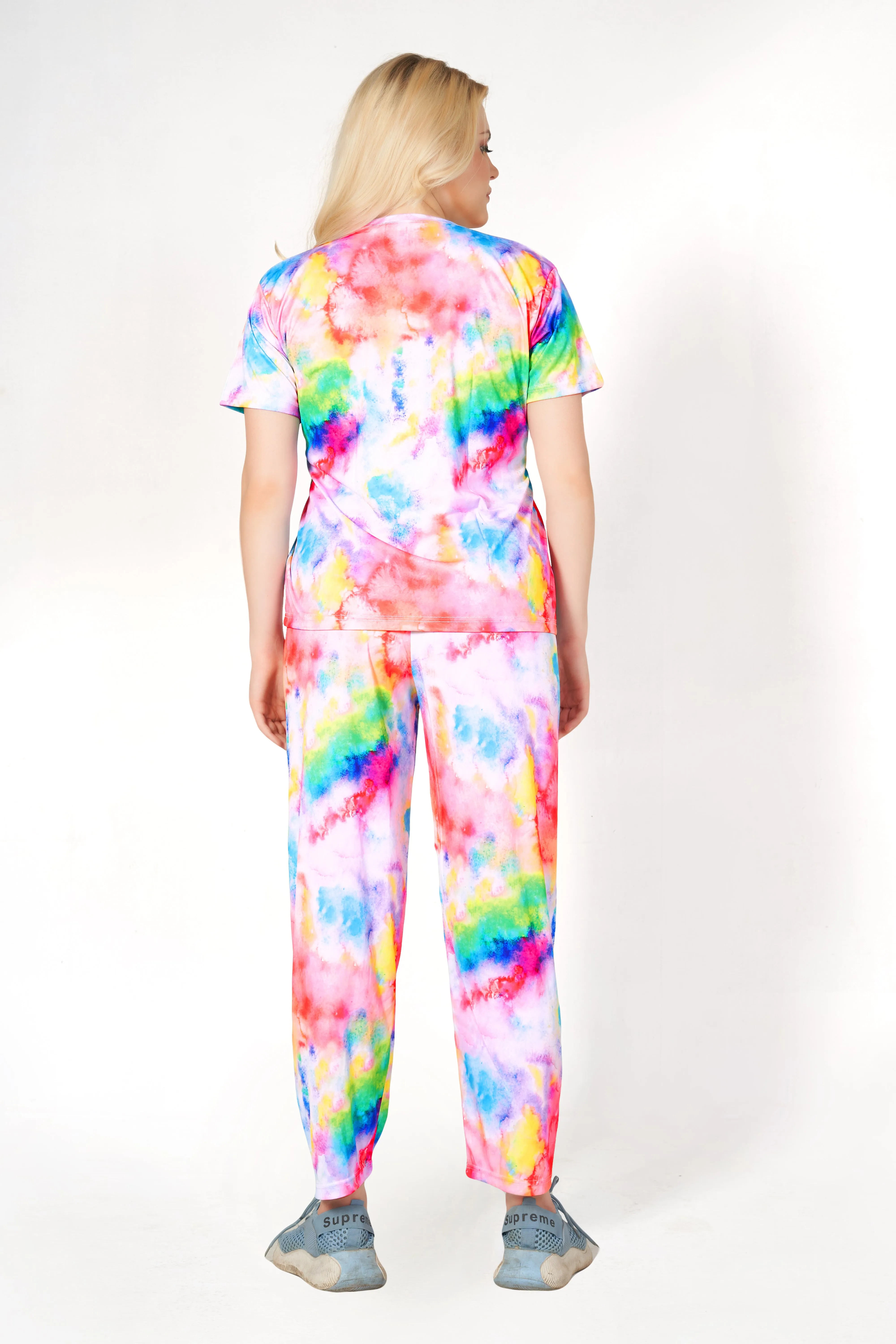 Multi-colour Print T-shirt And Long Pajama Set