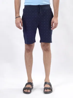 Navy Blue Printed Slim Fit Shorts | JadeBlue