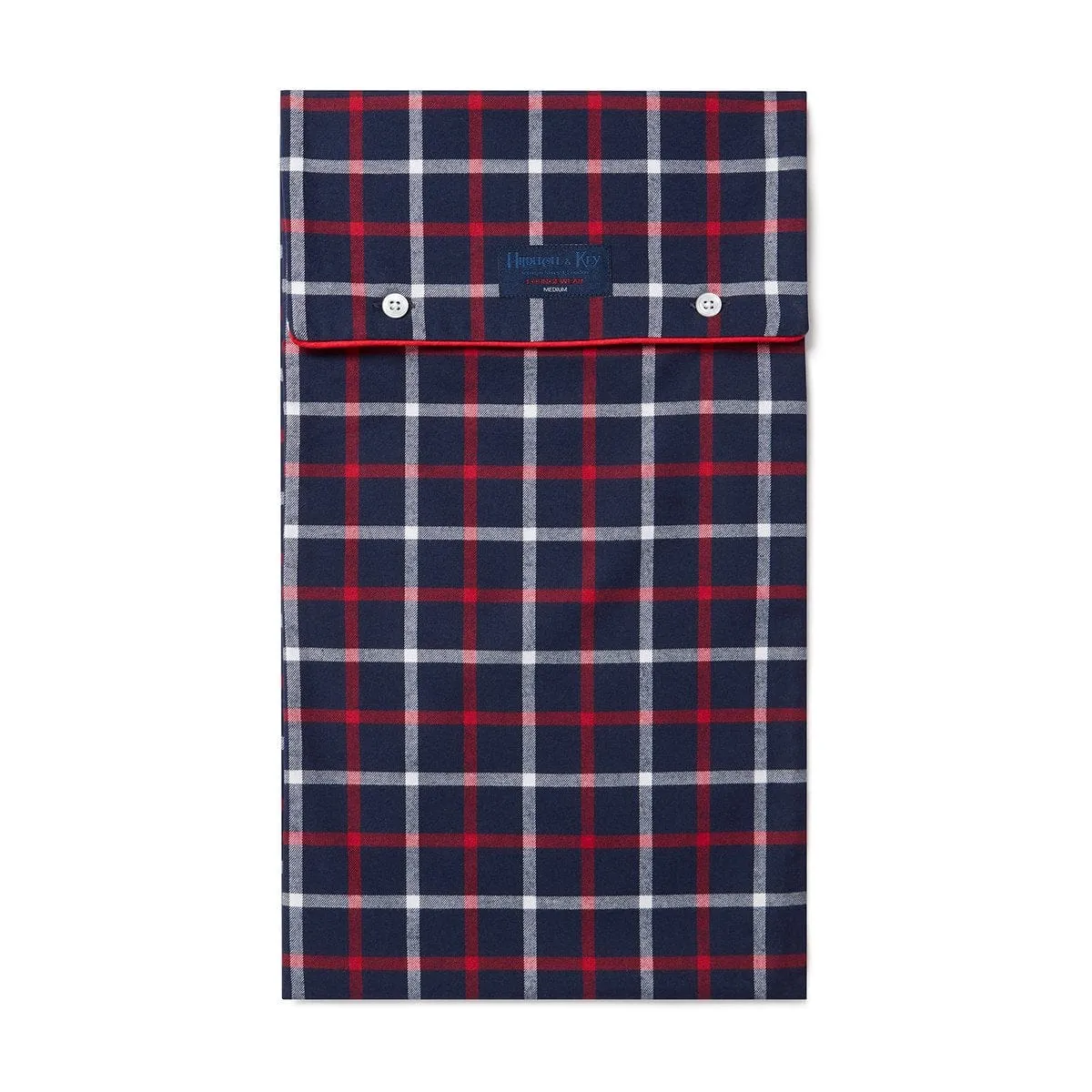 Navy, Red & White Checked Brushed Cotton Pyjama Bottoms