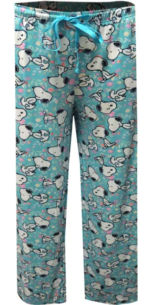 Peanuts Snoopy Floral Print Light Blue Lounge Pants