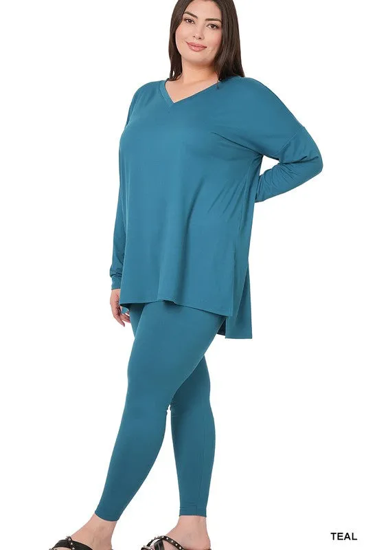 PLUS BRUSHED DTY MICROFIBER LOUNGEWEAR SET