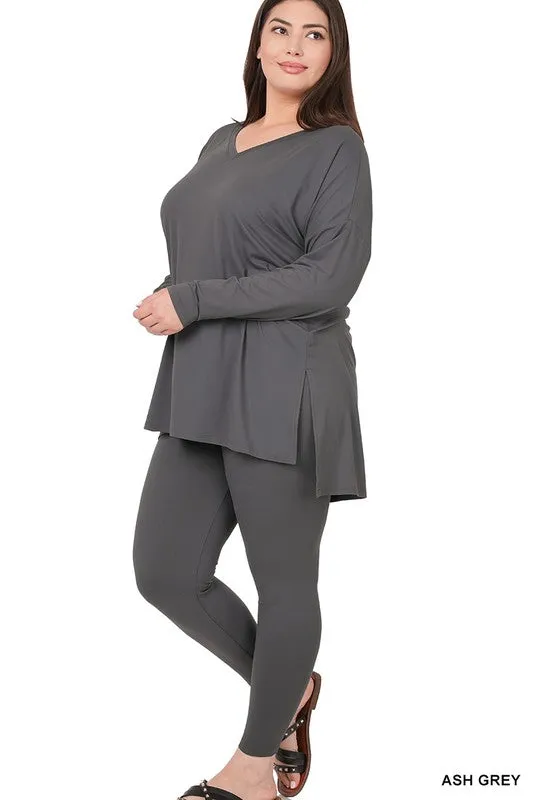 PLUS BRUSHED DTY MICROFIBER LOUNGEWEAR SET