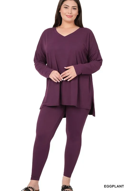 PLUS BRUSHED DTY MICROFIBER LOUNGEWEAR SET