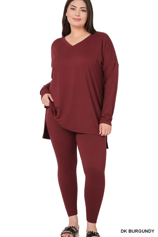 PLUS BRUSHED DTY MICROFIBER LOUNGEWEAR SET