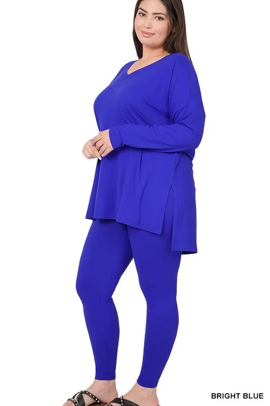 PLUS BRUSHED DTY MICROFIBER LOUNGEWEAR SET