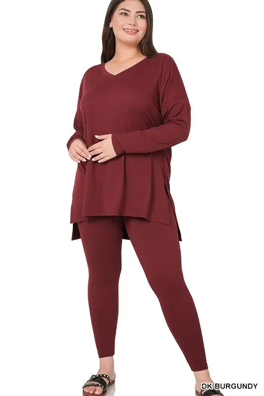 PLUS BRUSHED DTY MICROFIBER LOUNGEWEAR SET