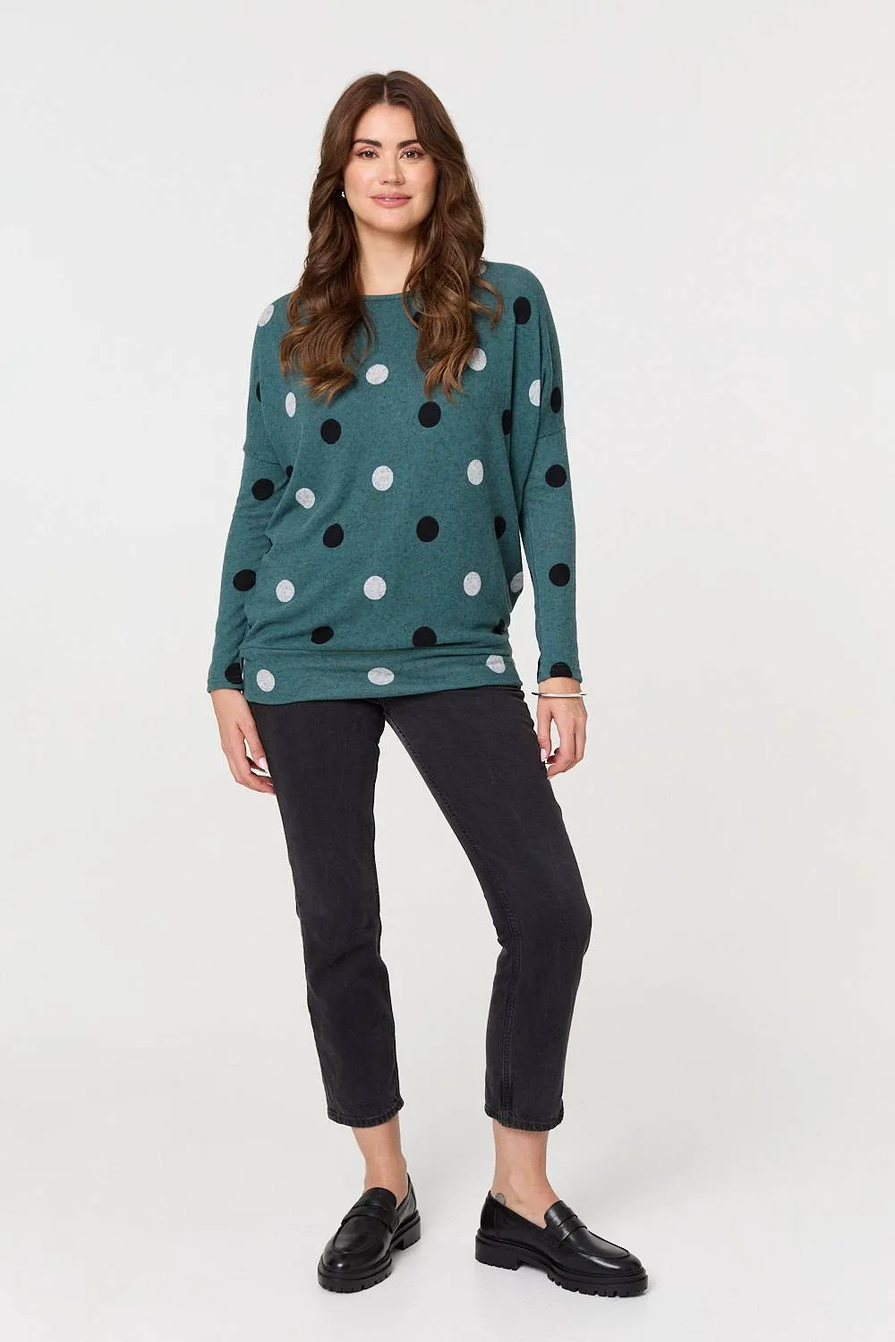 Polka Dot Print Relaxed Sweatshirt