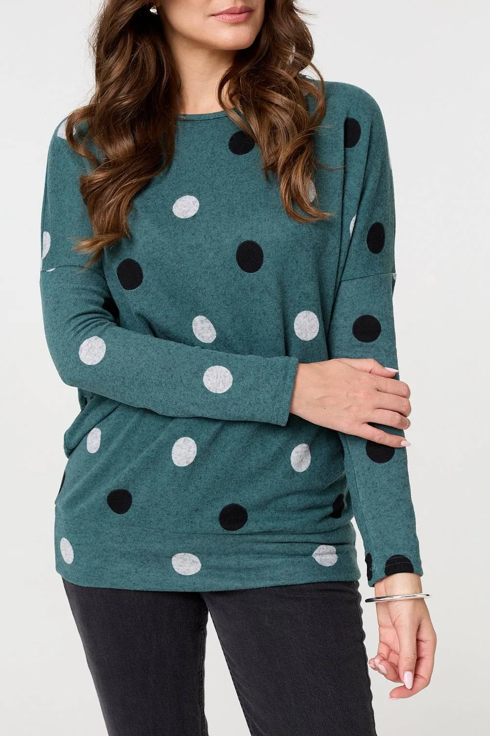 Polka Dot Print Relaxed Sweatshirt