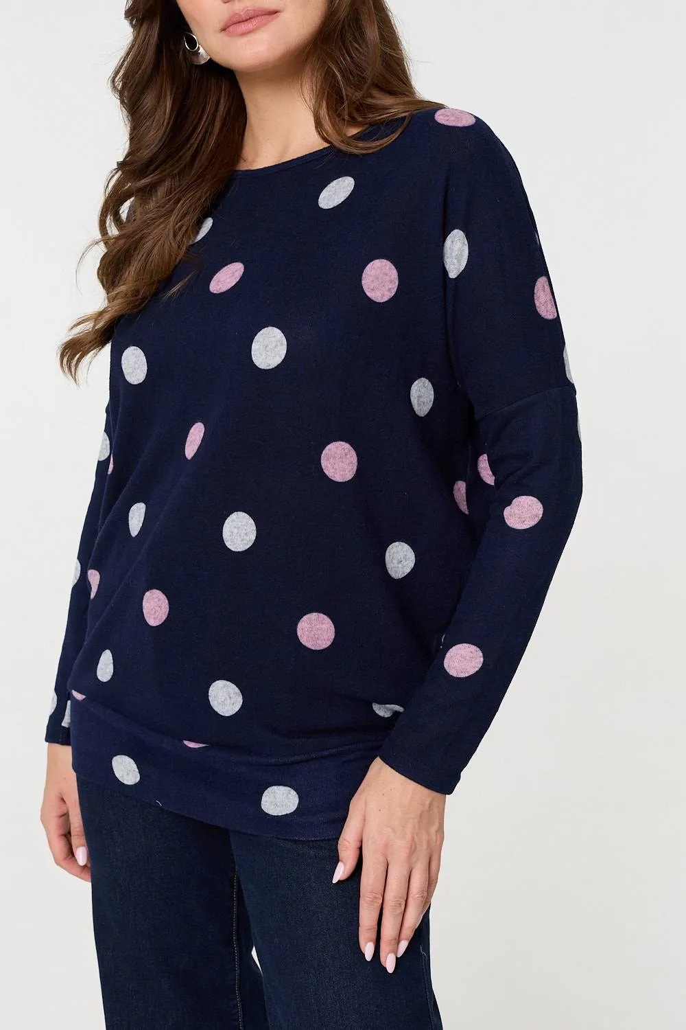 Polka Dot Print Relaxed Sweatshirt