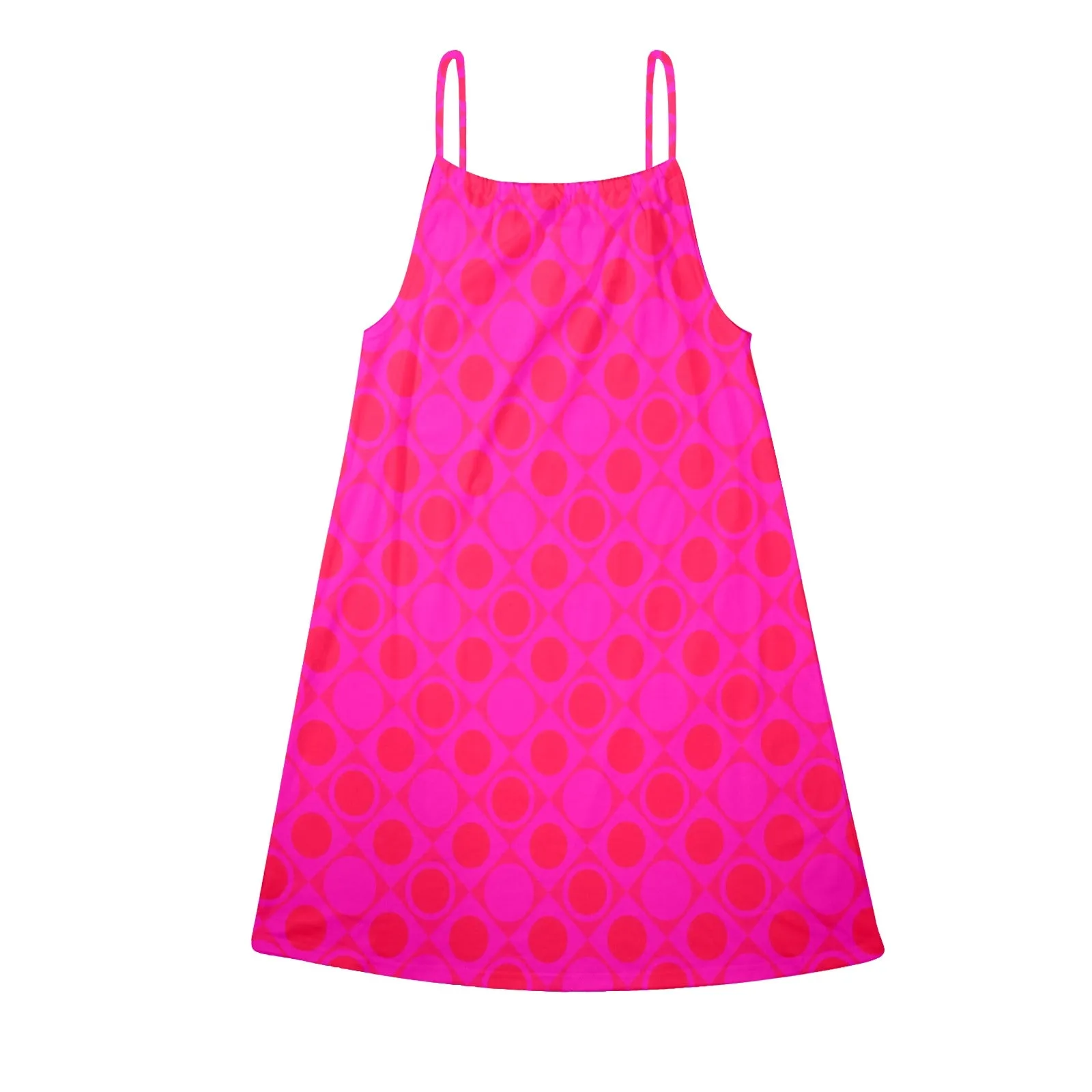 polka dot unique pattern print Drawstring Neck Sleeveless Dress (Model D68)