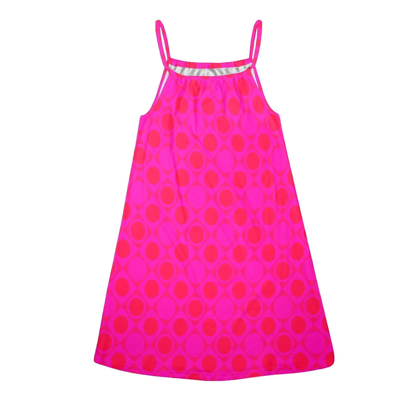 polka dot unique pattern print Drawstring Neck Sleeveless Dress (Model D68)