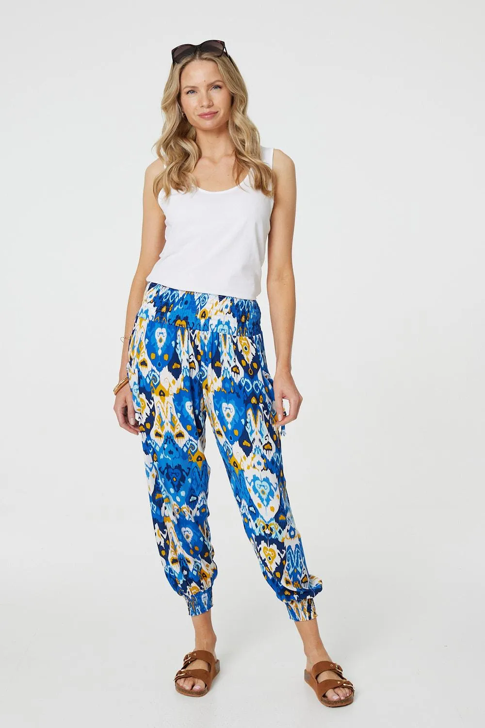 Printed High Waist Tapered Harem Pants