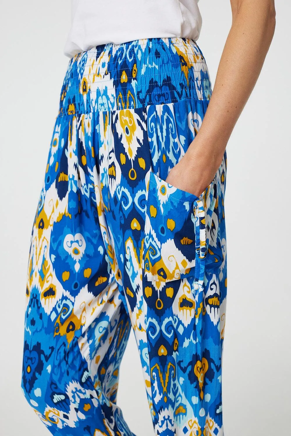 Printed High Waist Tapered Harem Pants