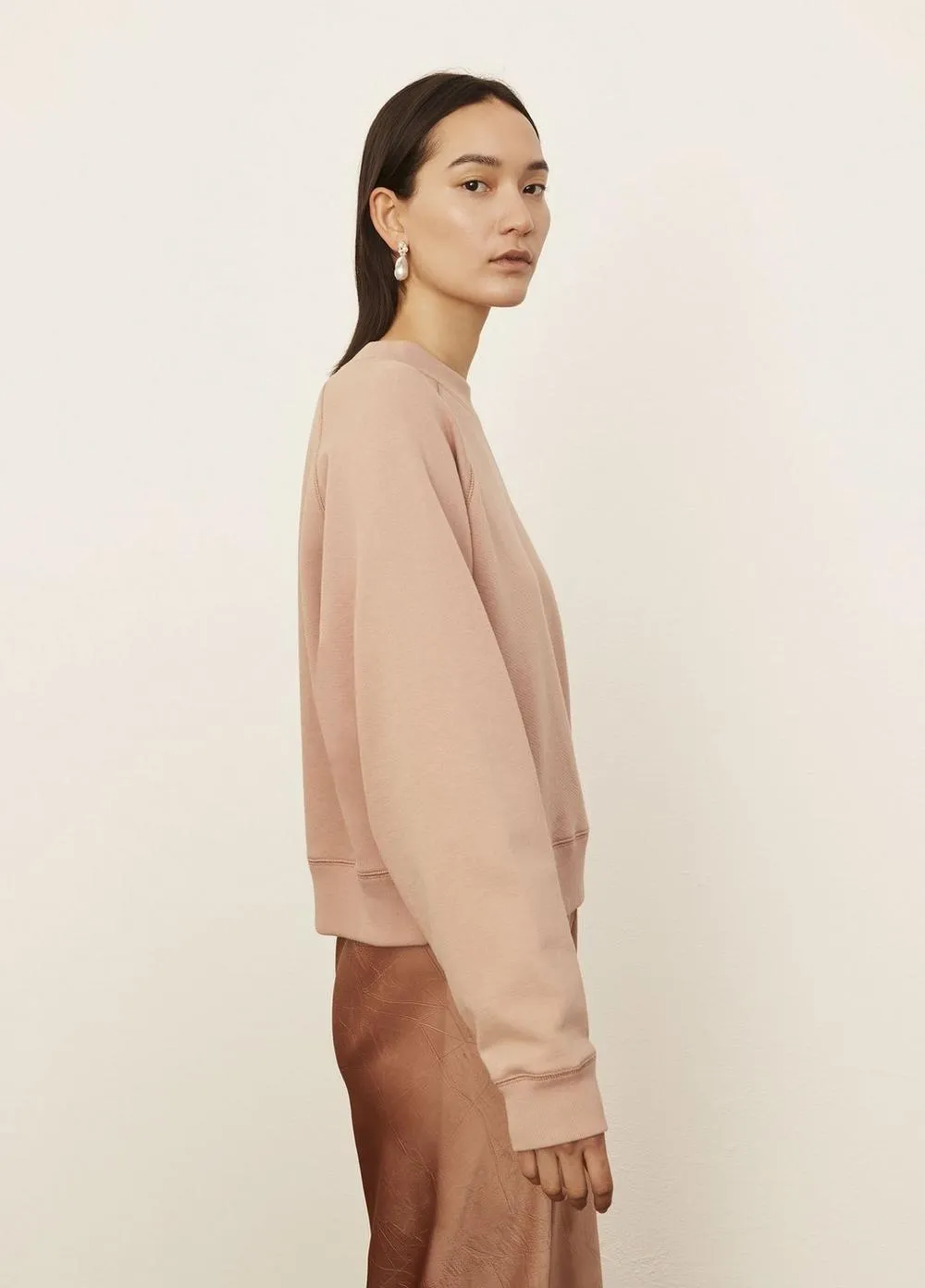 Puff Sleeve Raglan Pullover in Light Blush Sand