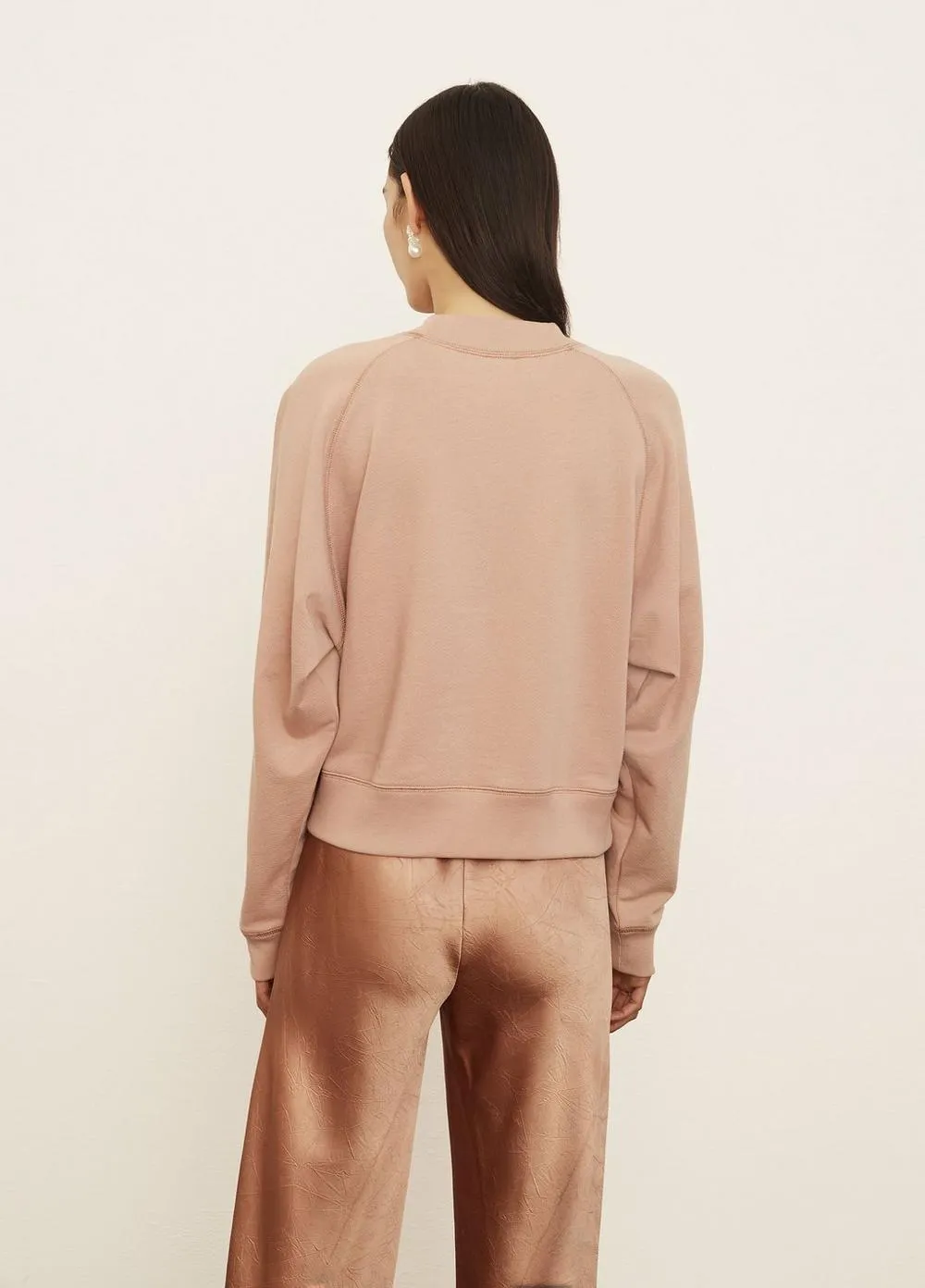 Puff Sleeve Raglan Pullover in Light Blush Sand