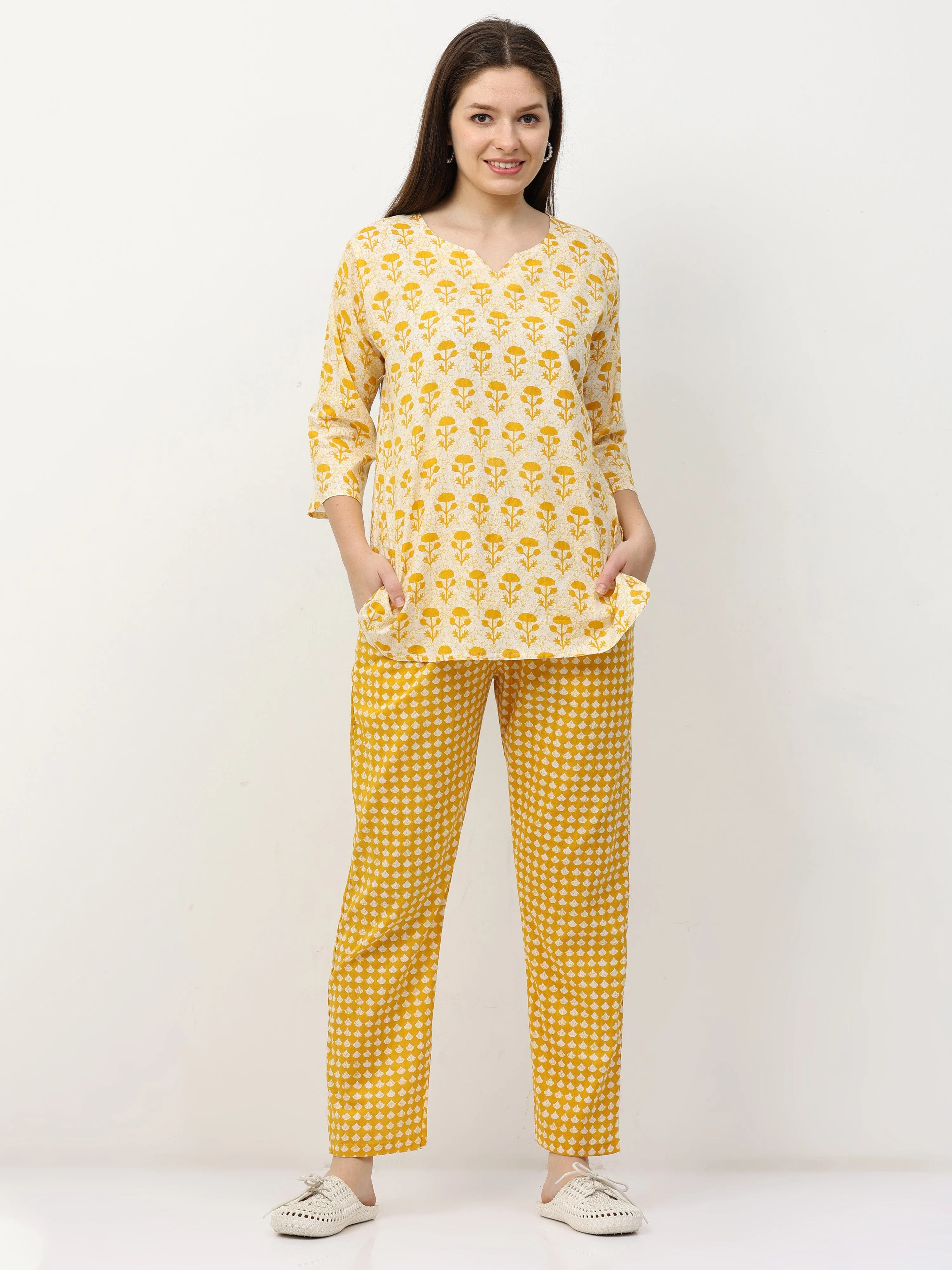 Pure Cotton Co-ord Sets Yellow