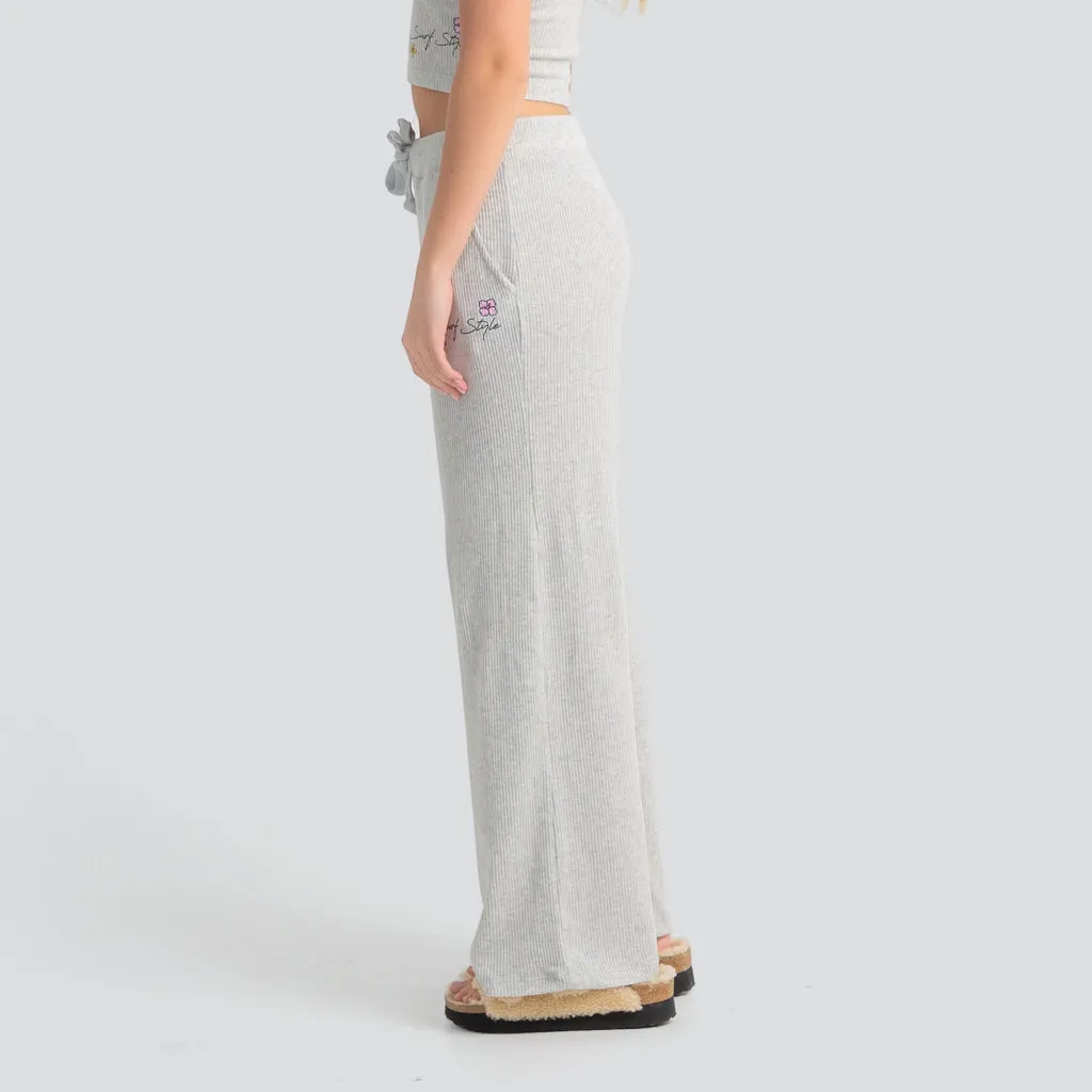 Ribbed Hacci Wide Leg Pant