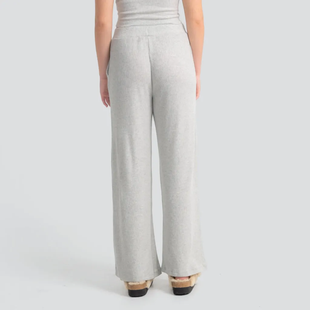 Ribbed Hacci Wide Leg Pant