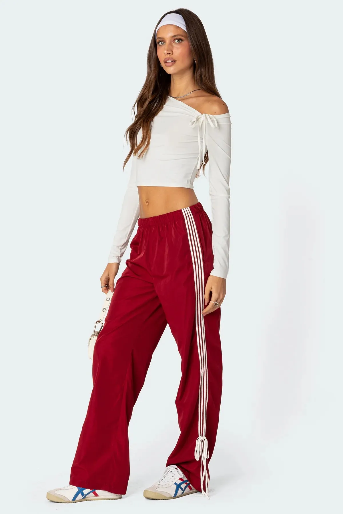 Ribbon Trim Jogger Pants