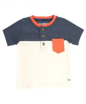 RuggedButts ~ Heather Navy Color Block Henley Tee 2T