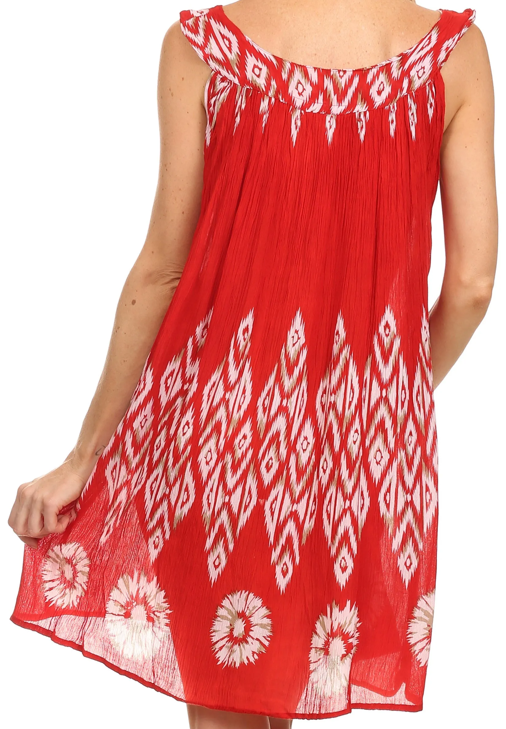 Sakkas Kora V-Neck Relaxed Fit Sleeveless Mini Dress / Cover Up