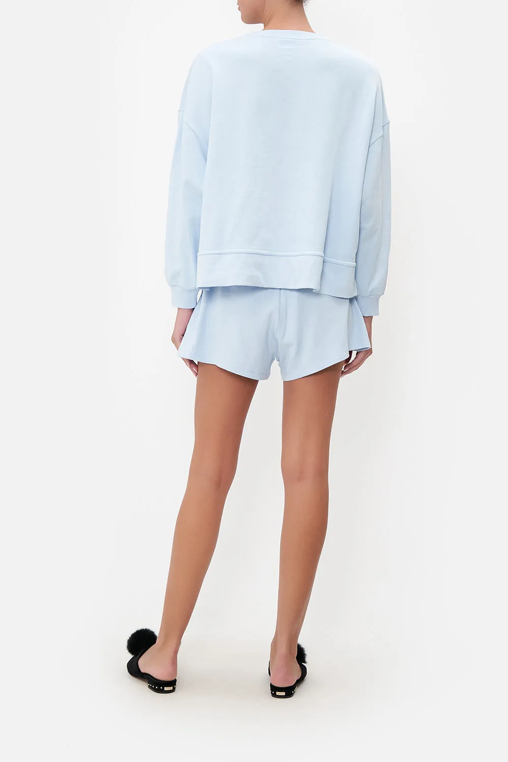 SHORT RELAXED SWEATER LOGO CAPSULE - ICE BLUE