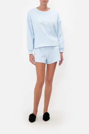 SHORT RELAXED SWEATER LOGO CAPSULE - ICE BLUE