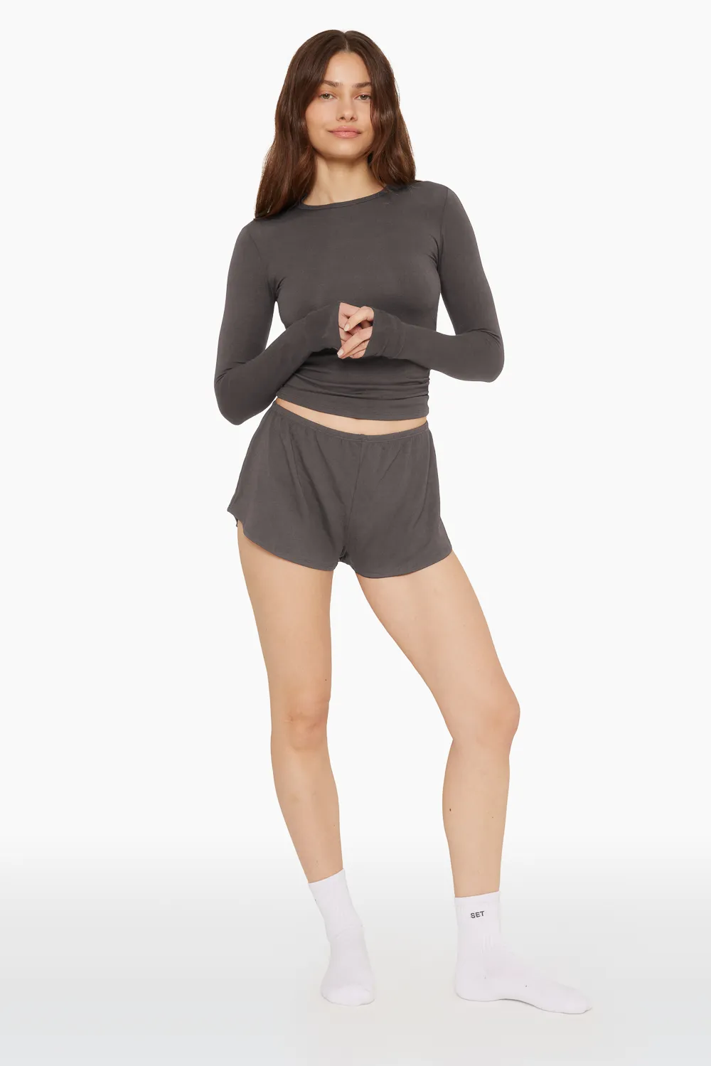 SLEEP JERSEY RELAXED SLEEP SHORTS - GRAPHITE