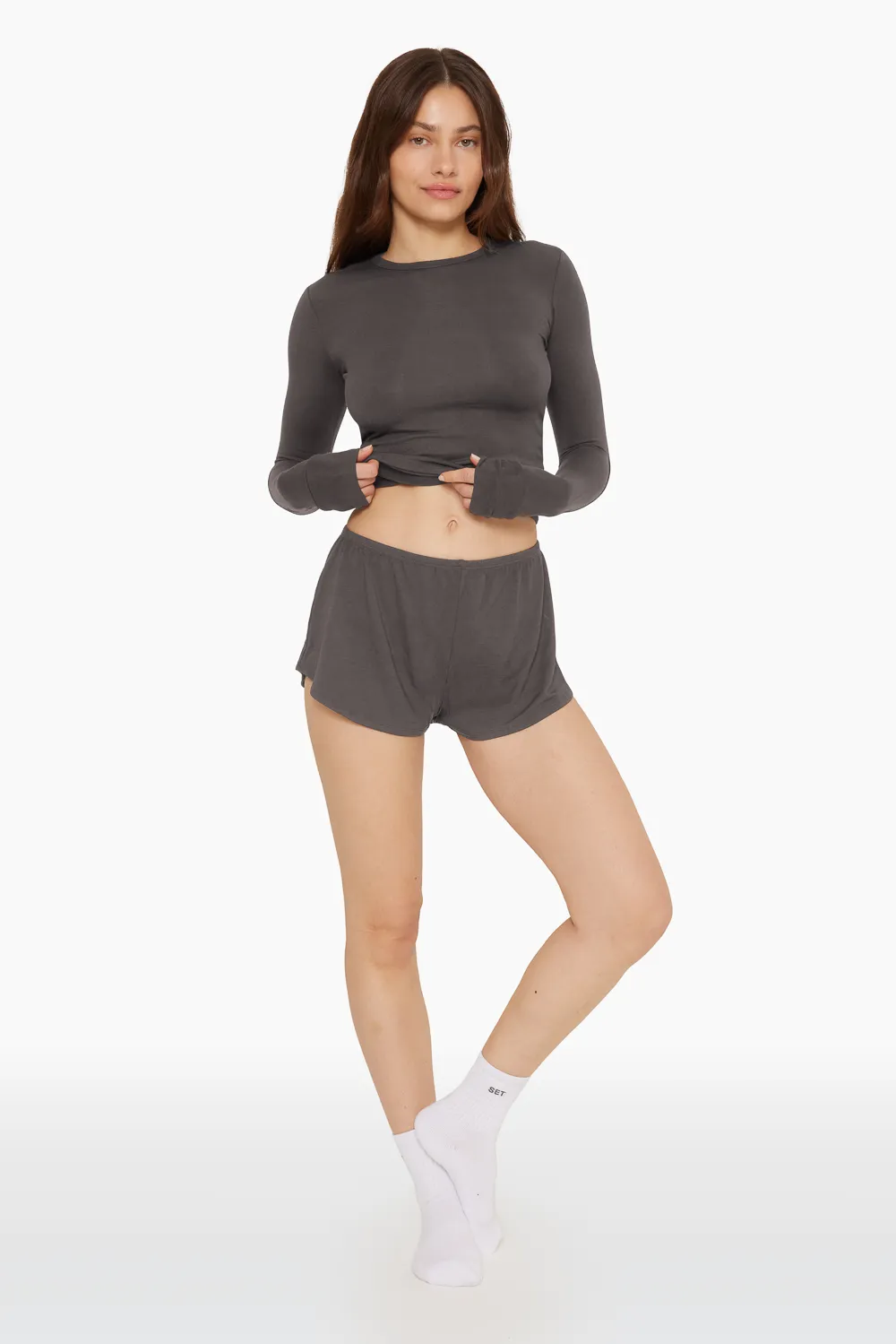 SLEEP JERSEY RELAXED SLEEP SHORTS - GRAPHITE