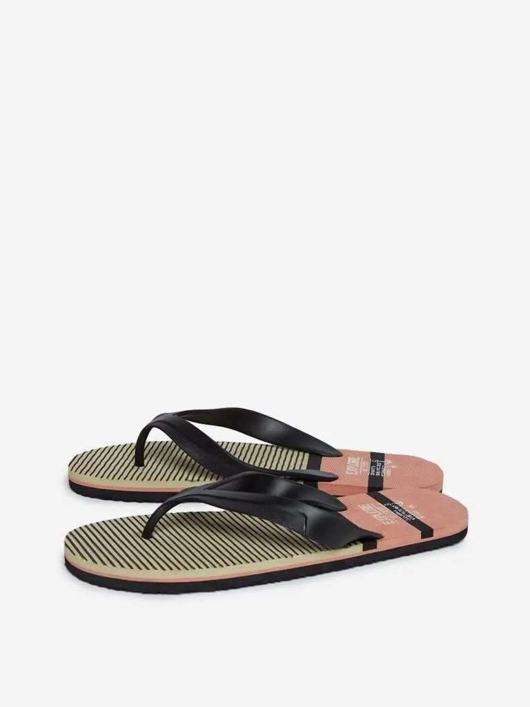 SOLEPLAY Black Striped Flip-Flops