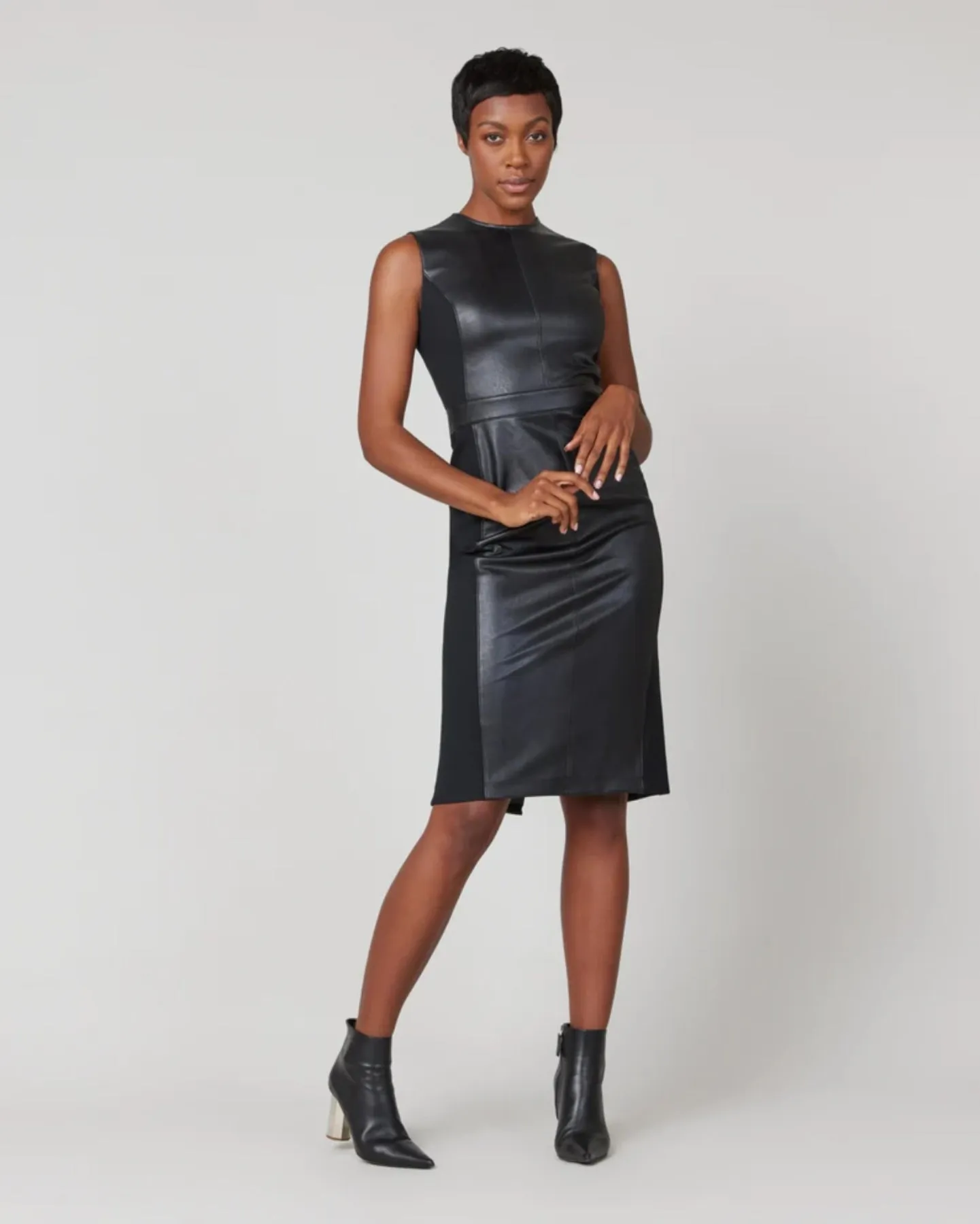 Spanx, Leather-Like Combo Fitted Dress