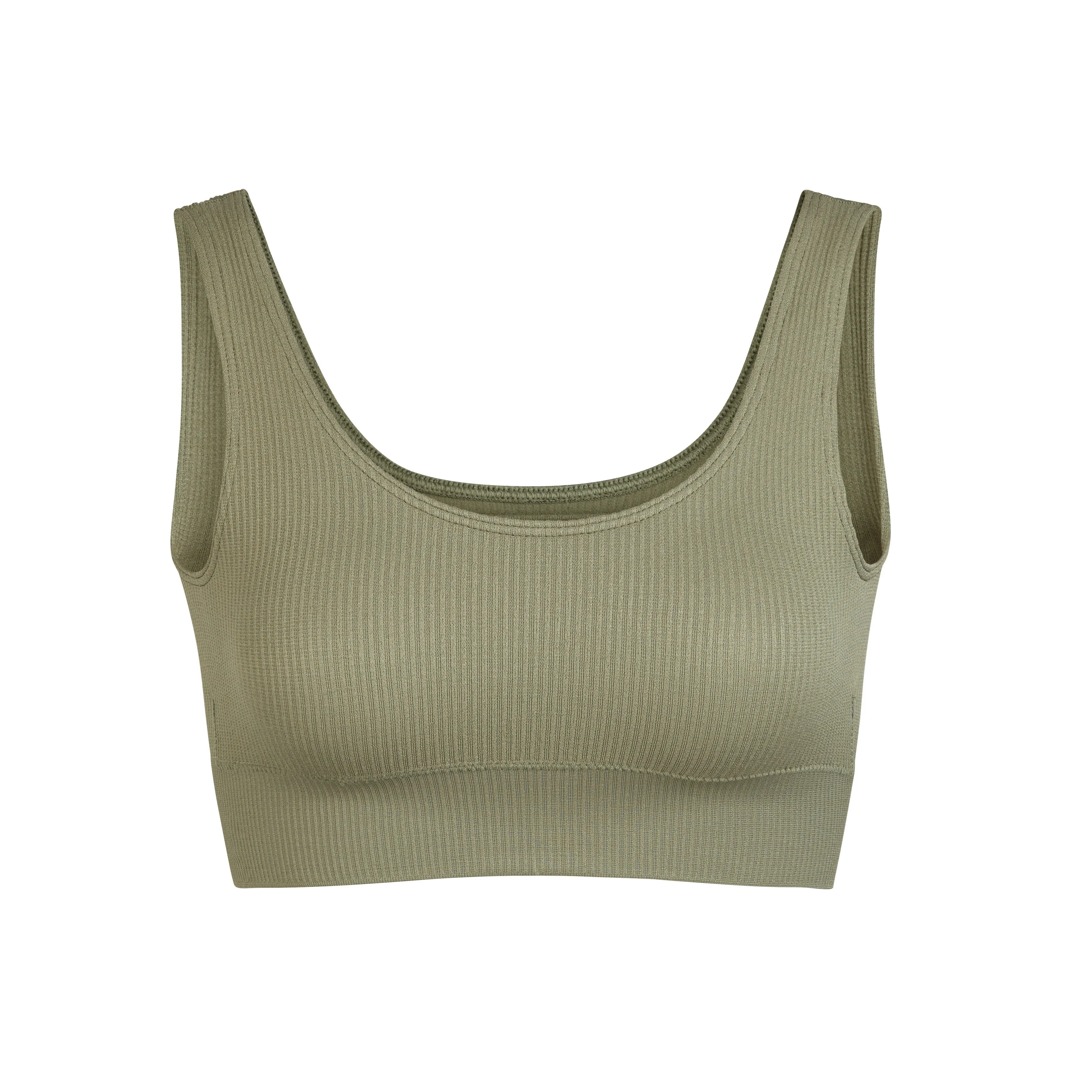 STRETCH RIB SCOOP BRALETTE | SLATE GREEN