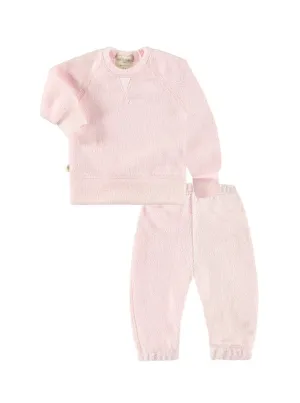 Sweatshirt and Sweatpant Loungewear Set - Light Pink