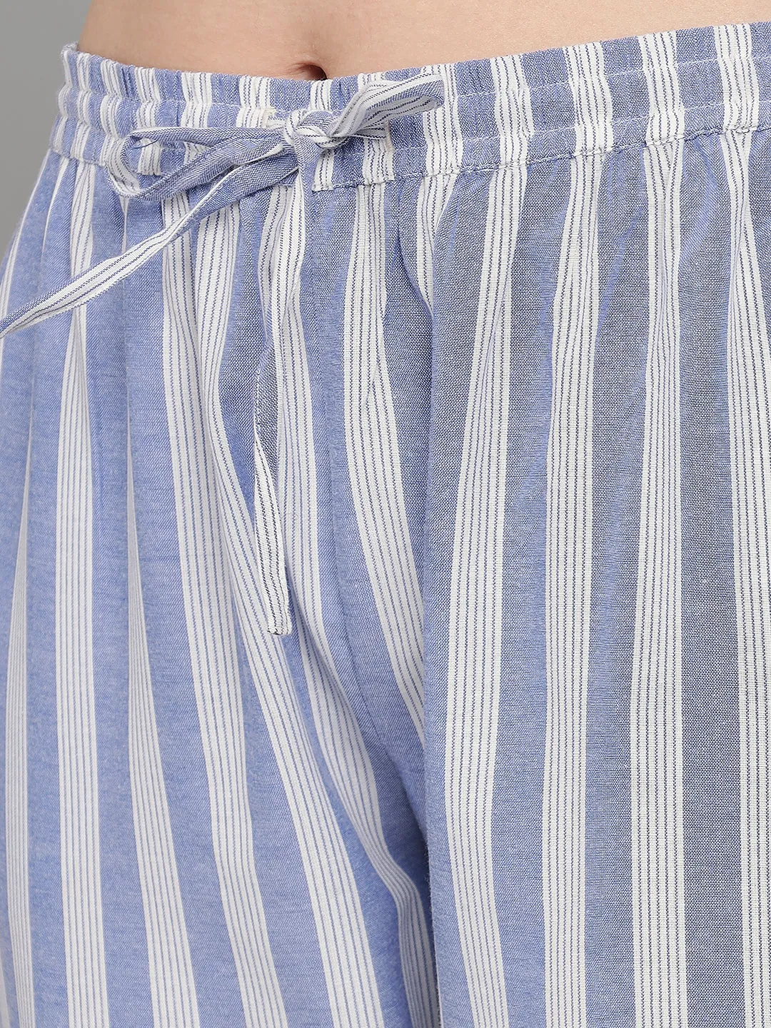 Trendy Stripe Print Pyjama - Blue & White