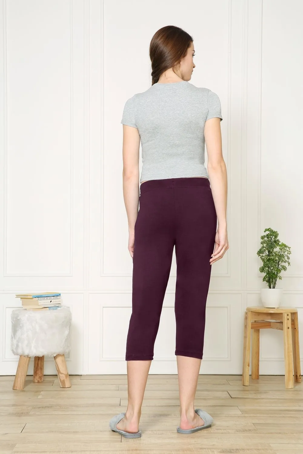 Van Heusen Women's Ultra soft & Stretchable Lounge Purple Capri