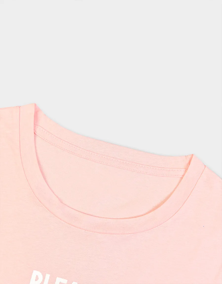 Women's Pink Loungewear Printed T-Shirt-Pink